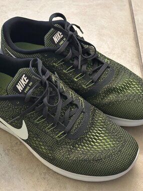 Nike Free RN Flyknit Shoes Men's 10 Olive Green Running Athletic Sneakers
